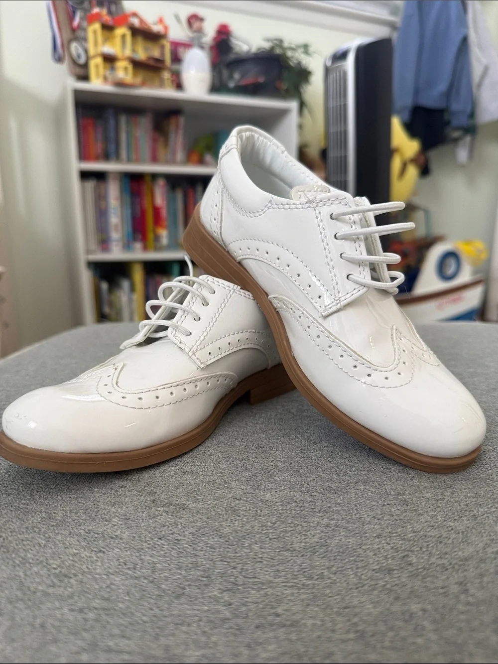 Classic White Boy’s Wingtip Oxfords with Gum Sole